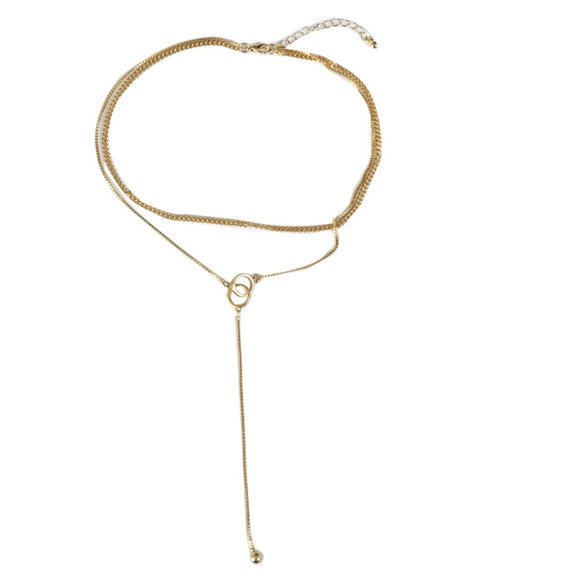 Minimalist Golden Y Necklace Knot Circle - Picture 5 of 12